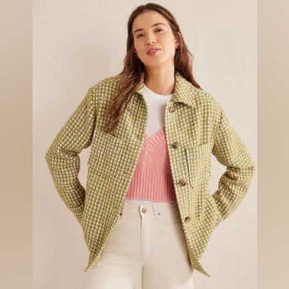 Boden Relaxed Wool Cotton Boucle Tweed Full Button Overshirt Shacket NWOT - Picture 1 of 16